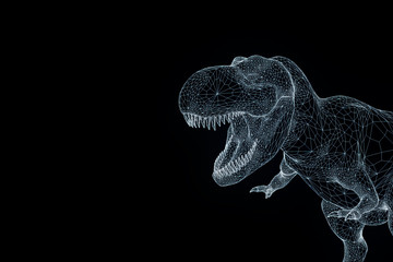 Dinosaur TRex in Hologram Wireframe Style. Nice 3D Rendering   © bombastic80