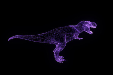 Dinosaur TRex in Hologram Wireframe Style. Nice 3D Rendering   © bombastic80