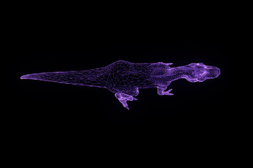 Dinosaur TRex in Hologram Wireframe Style. Nice 3D Rendering   © bombastic80