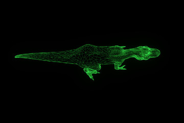 Dinosaur TRex in Hologram Wireframe Style. Nice 3D Rendering   © bombastic80