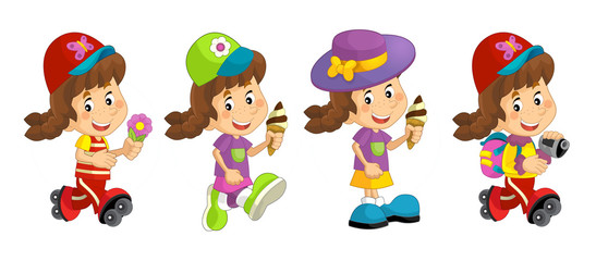 Cartoon set of young girls - illustration for children