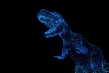 Dinosaur TRex in Hologram Wireframe Style. Nice 3D Rendering
- 132815994