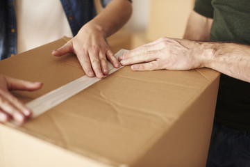 Sticky tape on the box