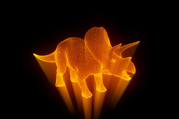 Dinosaur Triceratops in Hologram Wireframe Style. Nice 3D Rendering   © bombastic80