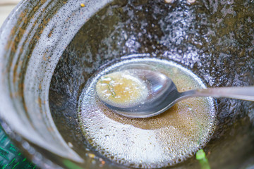 Empty Japanese ramen noodle on table