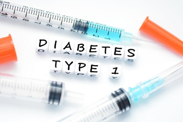 Type 1 diabetes concept suggested by insulin syringe - 132817323