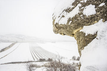 Felsnase Hölzlstein mit Goldberg bei Oggau im Burgenland im Win