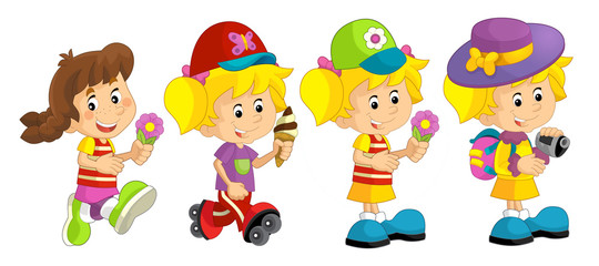 Cartoon set of young girls - illustration for children