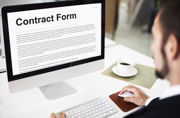 Contract Form Document Law Obligation Concept - obrazy, fototapety, plakaty