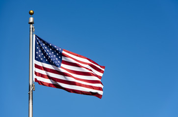 American Flag waving in New-York, USA