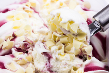 Cherry ice-cream with white chocolate