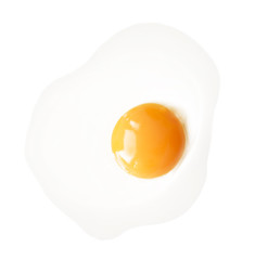 Fried egg isolated on white background.