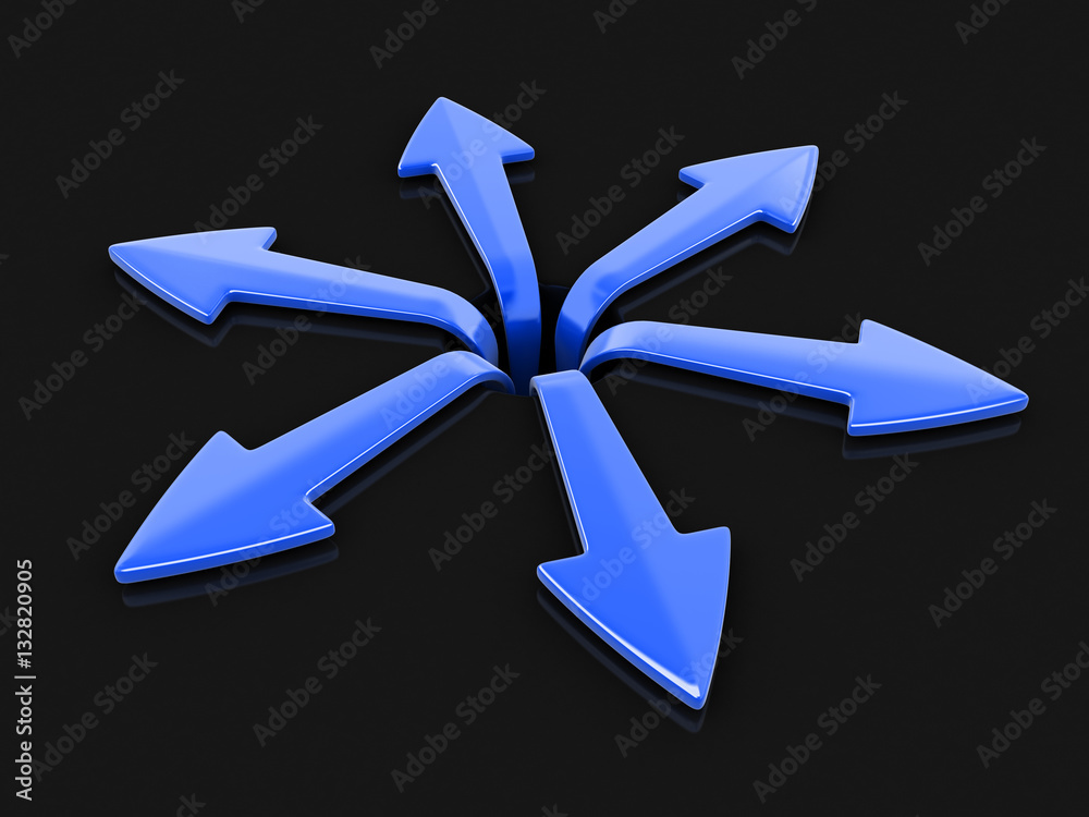 Poster 3d image of arrows in different directions. image with clipping path