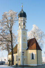 Church of Strobenried on a sunny winter day