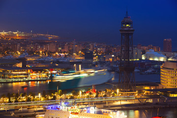Fototapeta premium View to Port Vell of Barcelona in night