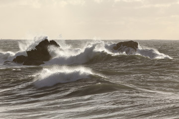 Rocks beaten by the rough sea