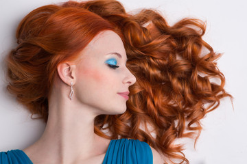 young woman with red hair.