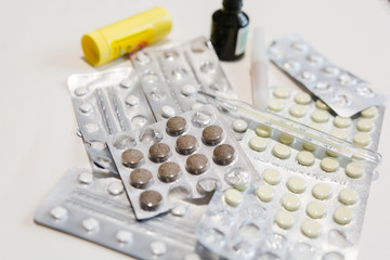 Pills on a white background