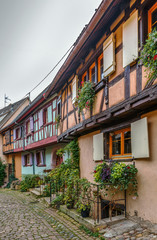 Fototapeta na wymiar Street in Eguisheim, Alsace, France