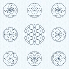 Fototapeta premium Flower of life. Sacred geometry linear contour icons