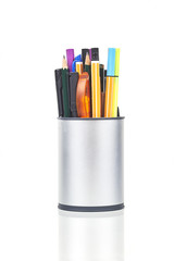 Pen Holder With Different Pens And Markers