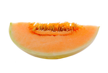 cantaloupe melon slice isolated on white background