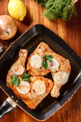 Raw chicken legs marinated