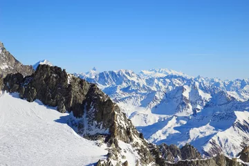 Papier Peint photo Cervin Winter landscape in Alps with Matterhorn an Monte Rosa peaks in background