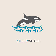 symbol of killer whale and sea wave