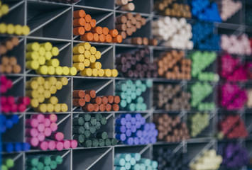 color chalk in a big box