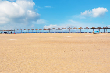 row of parasols