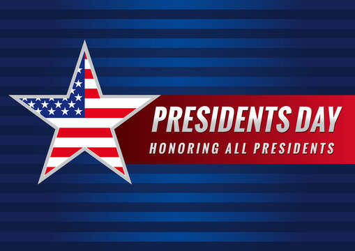 Presidents day USA star banner. Happy Presidents vector background template with star in national flag colors