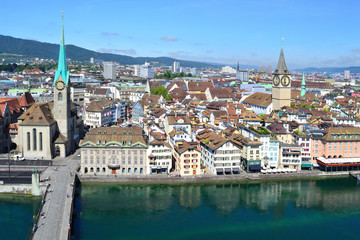 Fototapeta na wymiar Top-view of Zurich