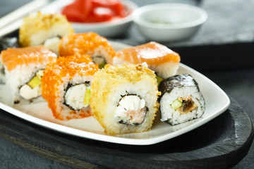 Assorted sushi and rolls