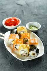 Assorted sushi and rolls