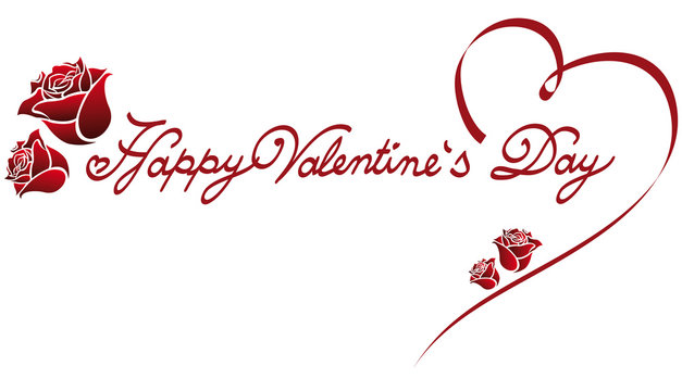 

	Happy Valentine's Day lettering fonts ornament with wonderful rose petals
