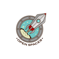 Start the spacecraft, shuttle, rocket. Logo space. Vector info graphics