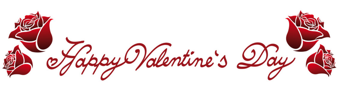 

	Happy Valentine's Day lettering fonts ornament with wonderful rose petals
