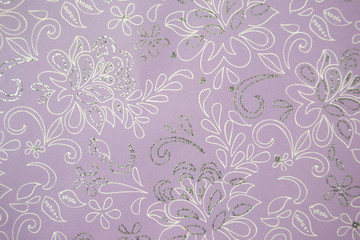 Floral line print with silver glitter