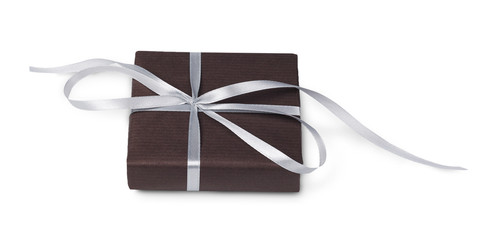 Christmas holiday wrapped gift box isolated on white