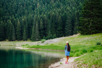 Obraz premium country woman relax in wild nature forest