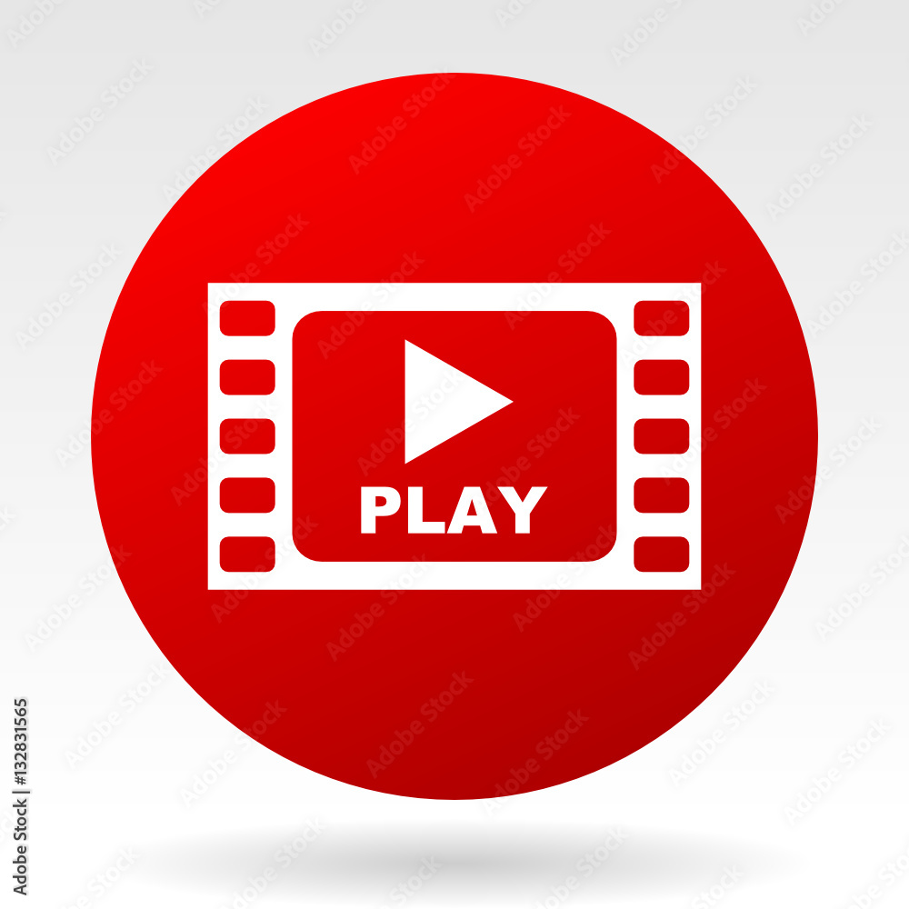 Poster play red web vector icon.