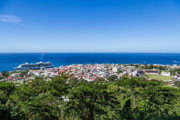 Rosseau Dominica with Cruise Ship