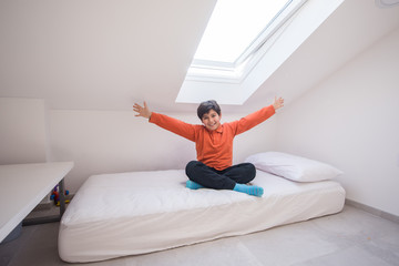 Child inside interior of modern home