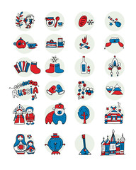 Fototapeta premium Russia, icons set. Sketch for your design