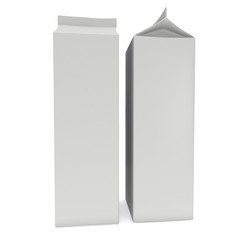 Milk or juice box. Retail package mockup. 3d render illustration isolated on white.