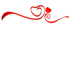 Red ribbons with red heart vector