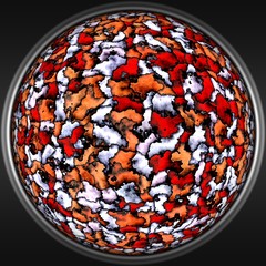 Abstract decorative multicolor 3D sphere (ball) on a black background - deformed pattern