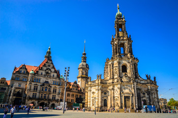 Naklejka na ściany i meble Dresden Cathedral of the Holy Trinity or Hofkirche, Dresden Castle, Dresden, Saxony, Germany