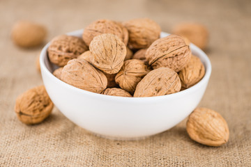 Portion of Whole Walnuts (selective focus)